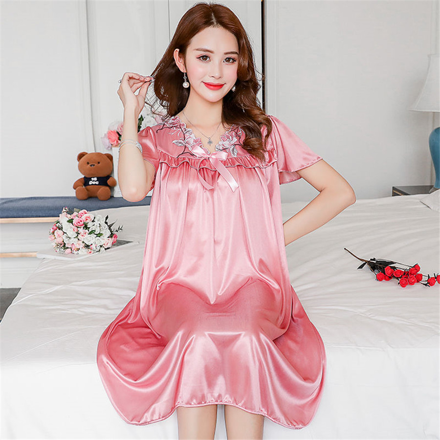 Robe Silk Women - NEW Summer Ice Silk Nightgown Female