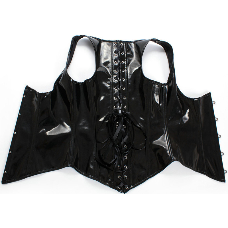 Black PU Leather Corset Gothic - Corset Waist Cinch recension och pris