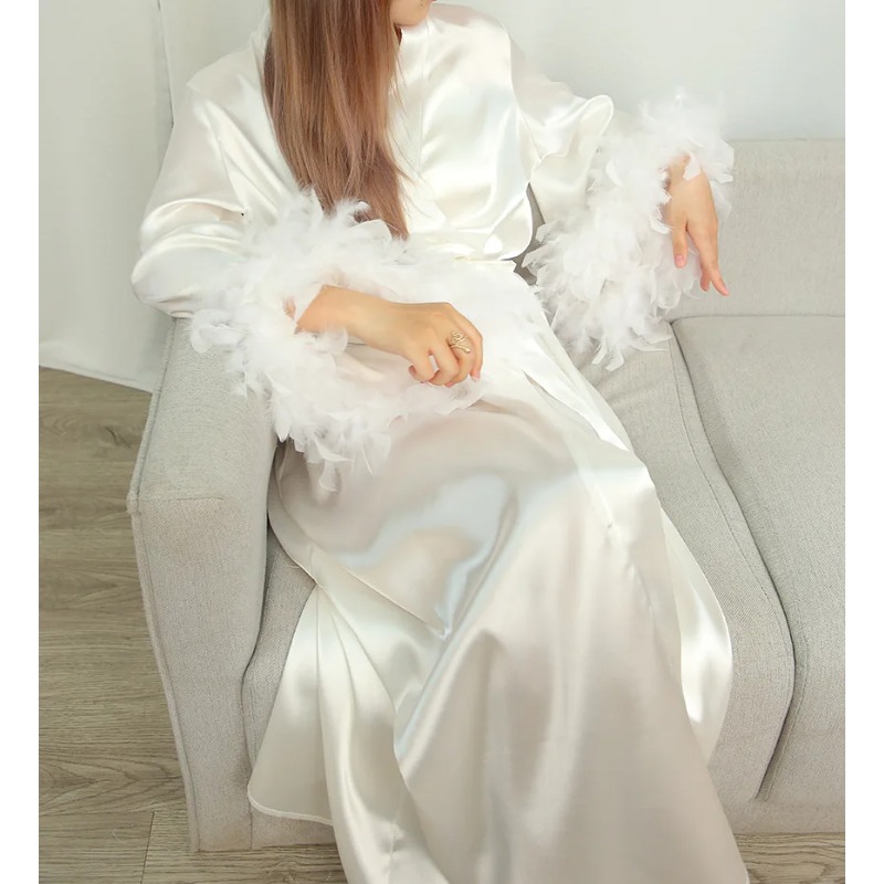 Feather Blush Kimono Robe Boud - Robe Silk Women recension och pris