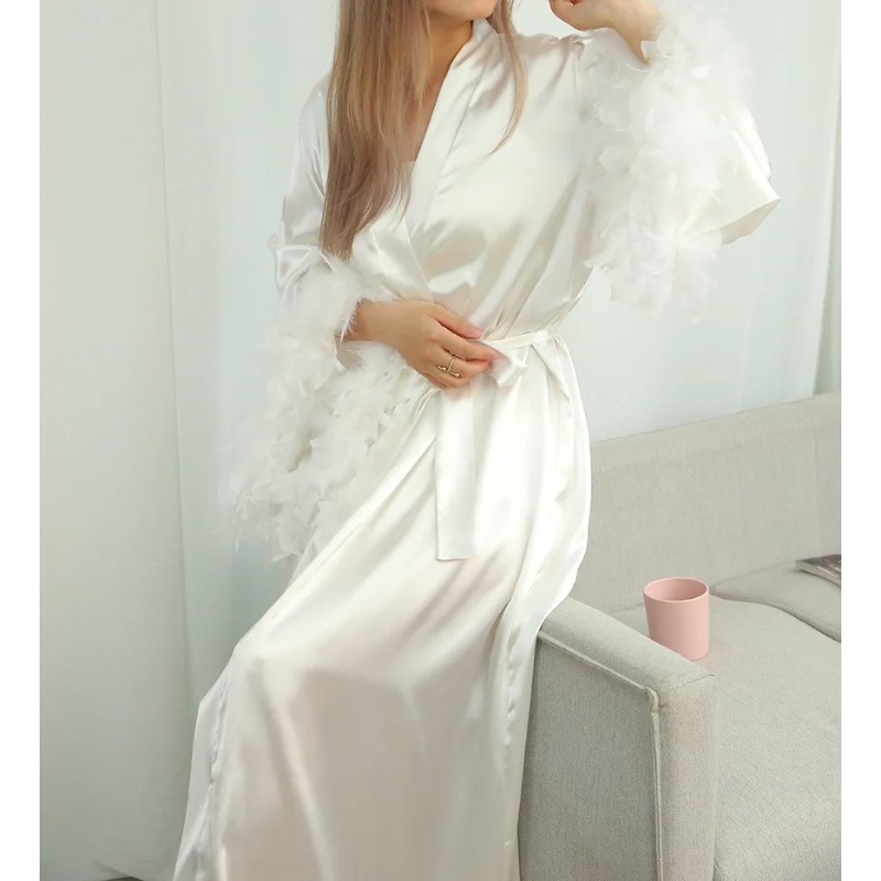 Feather Blush Kimono Robe Boud - Robe Silk Women recension och pris