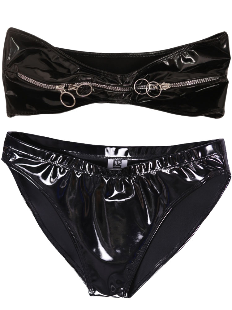 Wet Look PVC Outfit Zipper Bus - Thong Bikini Women recension och pris