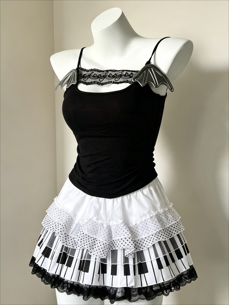Retro 2000s Harajuku Two Piece - Cami Top Lace recension och pris